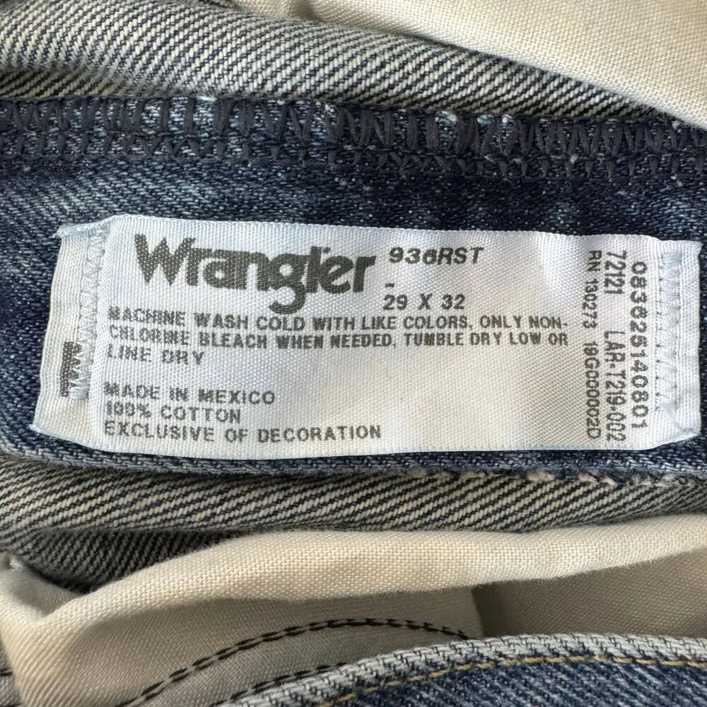 Wrangler Jeans Mens 29 Western Classic Leather Patch Pocket Cowboy Straight Leg
